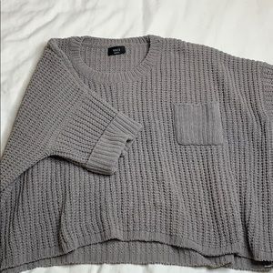VICI Oversized Cropped Sleeve Cheneil Sweater